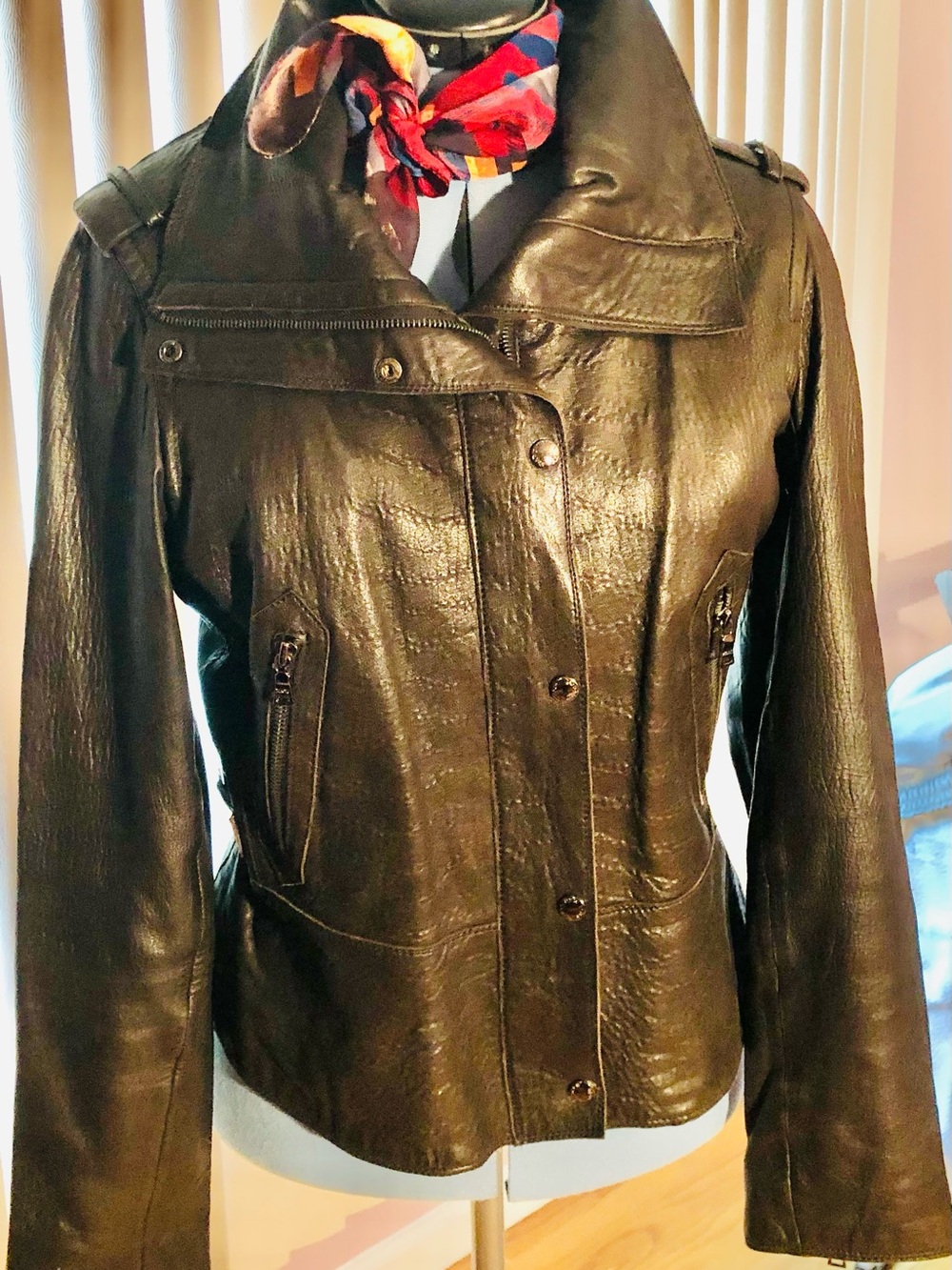 Classic Dark brown Leather Moto Jacket